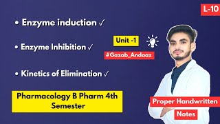 L10। U1। Enzyme induction and inhibition in Pharmacology। kinetics of elimination। 4th sem B Pharm [upl. by Lyrrad]