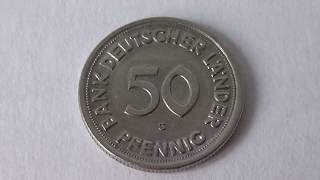 50 Pfennig Germany 1949 G  Deutsche Mark Coin [upl. by Loats]