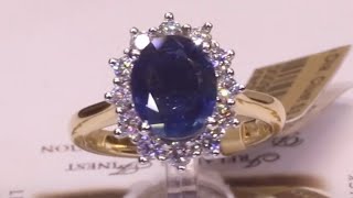 98636  S316ctD063ct  Oval Sapphire with 12 Round Brilliant Diamond Cluster  18ct Yellow Gold [upl. by Vokay]