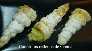 Canutillos rellenos de Crema  Receta casera fácil [upl. by Naiva]