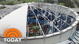 Hurricane Milton blows roof off Tampa baseball stadium [upl. by Yliab]