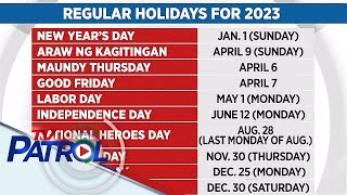 Listahan ng 2023 holidays inilabas ng Malacañang  TV Patrol [upl. by Kirch]