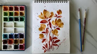 Autumn inspired Watercolor florals 🍂 [upl. by Larrej89]