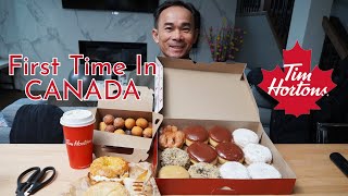 My Father In Law FIRST CANADIAN TIM HORTONS EXPIRENCE [upl. by Enelak572]