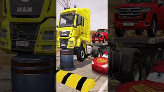 Flatbed Truck Mcqueen  Transportation with Truck  Pothole vs Car  BeamNGDrive 28 [upl. by Ylera409]