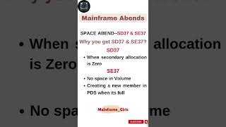 Mainframe  System Abend  SD37 amp SE37 mainframes shorts youtube tutorial shorts abends space [upl. by Wickman]