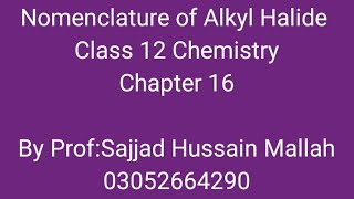 Nomenclature of alkyl halides class 12 chemistry chapter 16 in sindhi [upl. by Sileas]