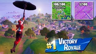 I Got 100 Fans to Compete by ONLY Landing at Pleasant Park insane ending [upl. by Ramedlav]