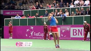 Fed Cup Highlights Czech Republic 41 Italy [upl. by Atteuqahs]