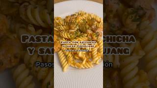 Pasta con salchicha y salsa Gochujang 🌶️ pasta cooking recipe viralvideo sauce sausage [upl. by Masao]