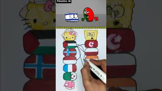 Palestine 🇵🇸 VS Israel 🇮🇱 support countries flag drawing trending drawing countryballs shorts [upl. by Acinoda42]