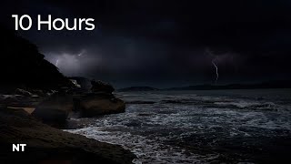 Lightning Ocean Thunderstorm  Stormy Weather Ocean Waves Rolling Thunder amp Rain Sounds for Sleep [upl. by Karame]