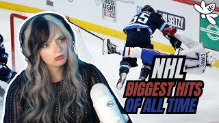 Reacting to NHL Biggest Hits Of All Time  Girl React [upl. by Pilif]