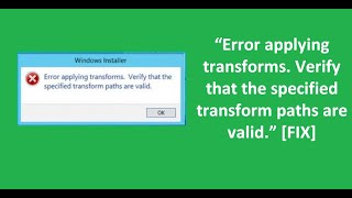 “Error applying transforms Verify that the specified transform paths are valid” FIX [upl. by Ellirehs]