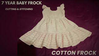 Cotton Frock cutting and stitching  7 Year girl frock cutting and stitching [upl. by Verlee]