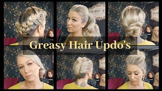 GREASY HAIR UPDOS  6 Quick amp Easy Heatless Hair Up Tutorials [upl. by Refinney]