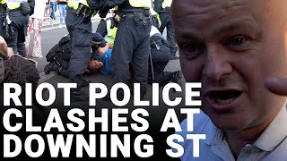 Protestors throw bottles at police outside Downing Street as clashes follow Southport stabbings [upl. by Dann]