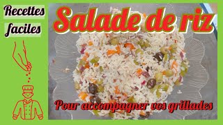 Salade de riz pour accompagner vos grillades poivrons oignon rougeolives et vinaigrette [upl. by Aan125]