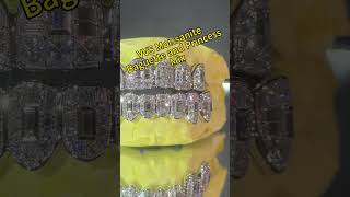 moissanitejewelry jewelry grillz VVS moissanite grillz baguette and Princess mix [upl. by Glennon561]