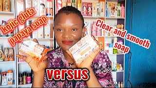 kojic gluta papaya soap and clear and smooth whitening soap which is better [upl. by Llerrehs417]