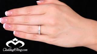 CLADDAGH WEDDING RING WHITE GOLD BR4 BAND [upl. by Pacificia915]