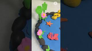 Nature Pond clay craft ✨Using polimer clayviral short [upl. by Atilrak]