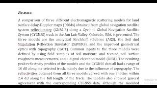 Intercomparison of Electromagnetic Scattering Models for Delay Doppler Maps Along a CYGNSS Land Trac [upl. by Ojyram632]