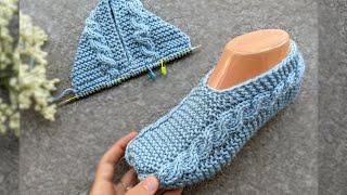 Flat Knit Cable Socks Slippers [upl. by Helbonna]