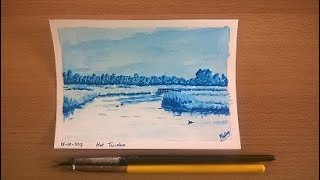 Landscape drawing with ecoline [upl. by Anuahs]