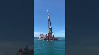 Pile running incident on Offshore heavy lift vessel Aegir while pile driving Taiwan [upl. by Atal]