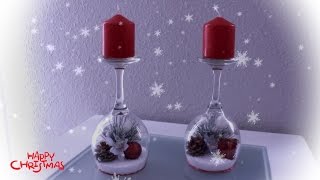 DIY  CANDELABRO NAVIDEÑO FÁCIL CON COPAS  RECICLANDO [upl. by Irem]