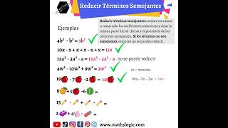 ✨Ejemplos  Reducir términos semejantes algebra término math3logic [upl. by Drye]