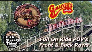 Ride the Antelope Wooden Rollercoaster with us at Gullivers Full On Ride POV itsastakesything [upl. by Ravert]