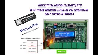 Industrial Modbus Slave RTU 8ch Relay Module Digital in Analog in with RS485 Interface [upl. by Tratner]