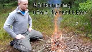 Båltenning med tennstål Firebuilding basics [upl. by Akemej]