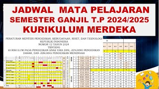 JADWAL MAPEL KURIKULUM MERDEKA struktur kurikulummerdeka matapelajaran mapel merdekabelajar [upl. by Darrick]