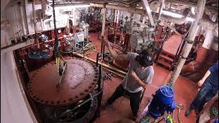 Port side sea strainer cleaning USNS Laramie TAO 203 Part 1 [upl. by Nihcas]