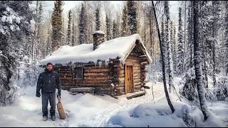 WINTER WOODS Adventures in My Tiny Log Cabin  Off Grid Living in the Woods [upl. by Nwahsel]