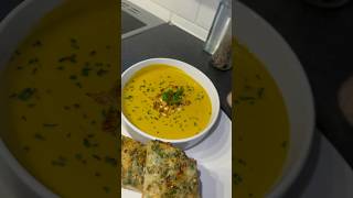 Red lentil and saffron soup with garlic Parmesan cheese bread shorts [upl. by Ardnazxela]