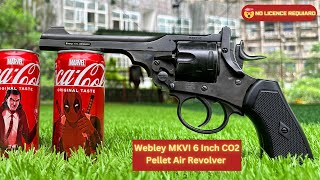 Webley MKVI 6 Inch CO2 Pellet Air Revolver  Battlefield Finish Authentic British Replica in Action [upl. by Soulier]