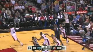 Victor Oladipo blocks Damian Lillard dunk attempt [upl. by Llerrah276]