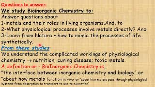 Ver2 1st lect bioinorgang Chemistry 1 10 2025 compressed [upl. by Parthinia]