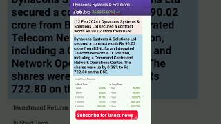 Dynacons Systems amp Solutions Ltd secured a contract worth Rs 9002 crore from BSNL 12 Feb 2024 [upl. by Nyladnek]