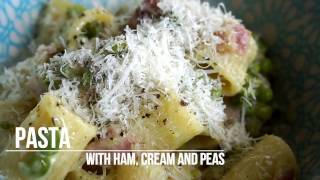 Pasta with Ham Cream and Peas [upl. by Hgielrebmik]