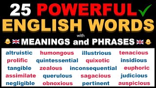 25 Powerful Words Meanings and English Phrases to Strengthen your English Fluency [upl. by Olin]