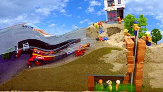 Lego Mine Flood Disaster  Tsunami Dam Breach Experiment  Sinkhole Wave Machine LEGO Ship Sinking [upl. by Roslyn]