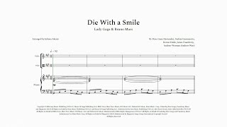 Die With a Smile  Bruno Mars amp Lady Gaga  VIOLIN AND VIOLA DUET SHEET MUSIC PDF  Arrangify [upl. by Atilahs446]