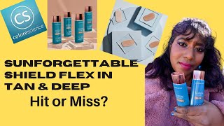 Colorescience Sunforgettable Face Shield FLEX Spf 50 in TAN amp DEEP  Swatches Comparison Tutorial [upl. by Renmus]