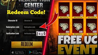 PUBG New Redeem Code Today  Get Free 8100 UC For Everyone  Today New 300uc Vouchers Redeem Code [upl. by Colbert]