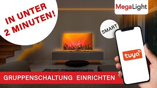 Smart Produkte MegaLight Gruppenschaltung mit tuya einrichten  Smarte LED Lichtleiste amp Steckdosen [upl. by Notecnirp]